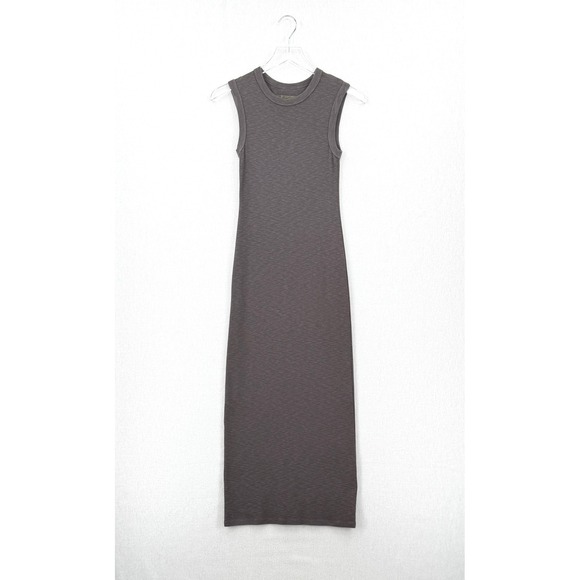 ENZA COSTA Textured Rib Sleeveless Maxi Dress Womens Small Iron Gray Minimalist - Picture 2 of 12
